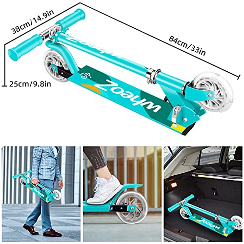 wheoZ-Trottinette-pour-Enfants-Pliable-avec-2-Roues-Lumineuses-3-Hauteur-Guidon-rglable-alu-3-8-Ans-Jusqu-110lbs-0-2