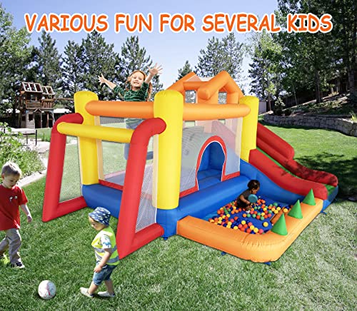 Ballsea-Chateau-Gonflable-avec-souffleur-Chateau-Gonflable-Enfant-Exterieur-Chateau-Gonflable-Interieur-Oui-Meilleurs-Cadeaux-pour-Les-ftes-danniversaire-des-Enfants-343-x-280-x-203-cm-0-0