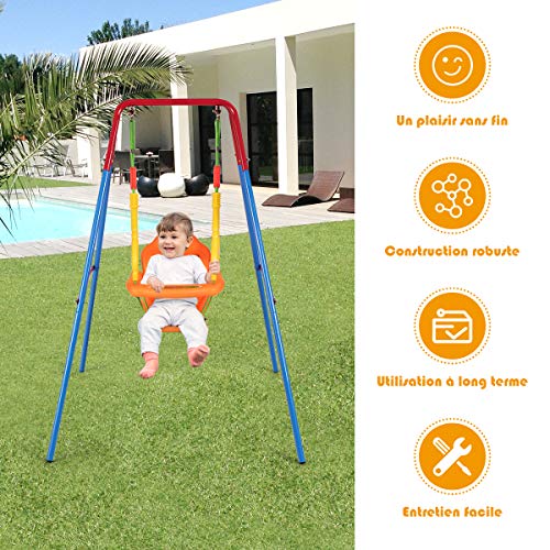 Costway-Balanoire-Enfant-Exterieur-Balanoire-Bebe-3-en-1-avec-Sige-Dossier-Accoudoir-et-Ceinture-Scurit-Anti-Renversement-1-3-Ans-Charge-Max-25-kg-107-x-96-x-131-cm-0-0