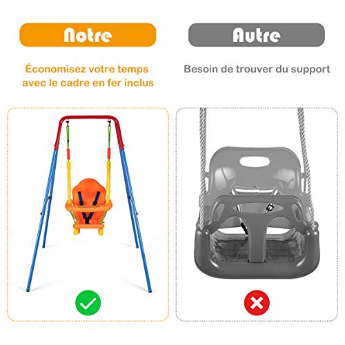 Costway-Balanoire-Enfant-Exterieur-Balanoire-Bebe-3-en-1-avec-Sige-Dossier-Accoudoir-et-Ceinture-Scurit-Anti-Renversement-1-3-Ans-Charge-Max-25-kg-107-x-96-x-131-cm-0-1