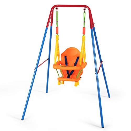 Costway-Balanoire-Enfant-Exterieur-Balanoire-Bebe-3-en-1-avec-Sige-Dossier-Accoudoir-et-Ceinture-Scurit-Anti-Renversement-1-3-Ans-Charge-Max-25-kg-107-x-96-x-131-cm-0