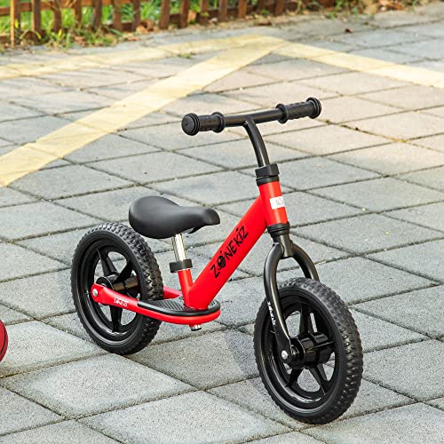 HOMCOM-Draisienne-Enfant-Roues-12-EVA-Hauteur-Selle-et-Guidon-rglable-cale-Pied-antidrapant-Acier-Rouge-Noir-0-0