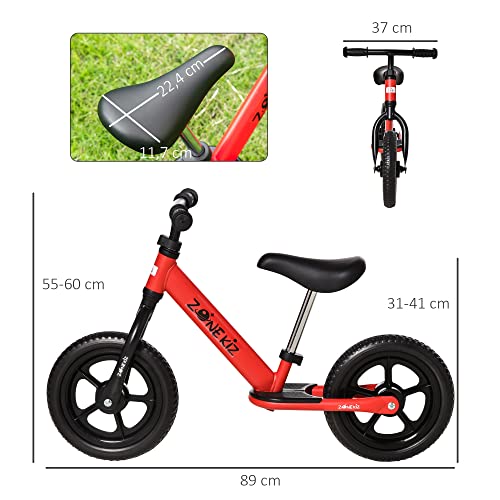 HOMCOM-Draisienne-Enfant-Roues-12-EVA-Hauteur-Selle-et-Guidon-rglable-cale-Pied-antidrapant-Acier-Rouge-Noir-0-1