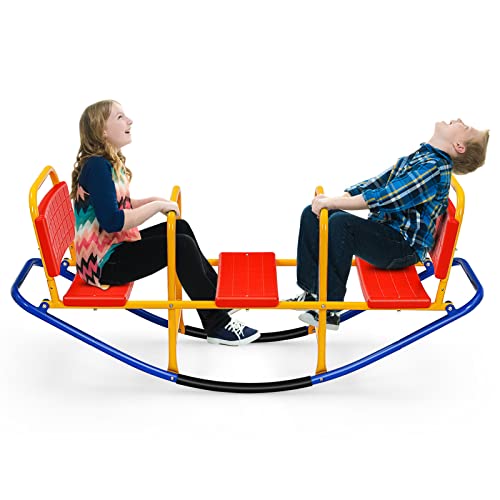 GOPLUS-Balanoire--Bascule-avec-3-Siges-pour-EnfantsTrbuchet-Siges-et-Poignes-ErgonomiquesJeu-dchelle-Interactif-pour-23-Enfants-137x40x595cm-0