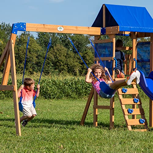 Backyard-Discovery-Buckley-Hill-Aurora-Aire-de-Jeux-en-Bois-avec-balanoire-Toboggan-bac-de-Sable-chelle-Maison-Enfant-Exterieur-0-1