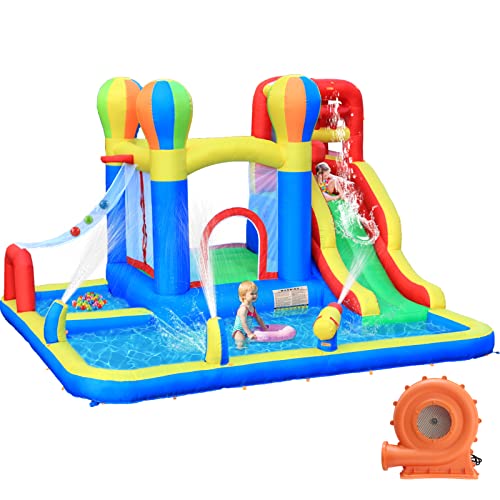 Baralir-Chteau-Gonflable-avec-Ventilateur-Parc-Aquatique-Toboggan-SecAquatique-343x338x202-cm-Chteau-Gonflable-intrieurextrieur-Meilleur-Cadeau-de-Vacancesdanniversaire-pour-Les-Enfants-0