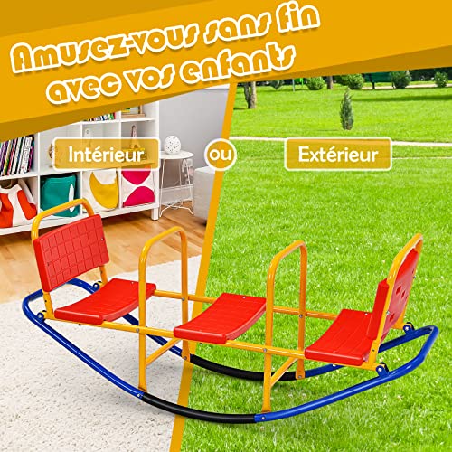 Costway-Bascule-pour-3-Personnes-Balanoire--Bascule-en-Mtal-Trbuchet-avec-Poignes-pour-Enfants-3-8-Ans-Jouet-pour-Intrieur-Extrieur-0-1