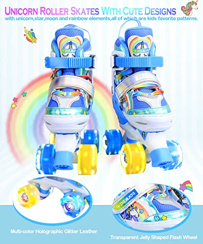 Patins--roulettes-Licorne-Enfants-Rollers-Quad-Rglable-Patins--roulettes-Lumineux-Taille-Rglable-pour-Filles-Garons-Dbutants-0-0