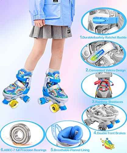 Patins--roulettes-Licorne-Enfants-Rollers-Quad-Rglable-Patins--roulettes-Lumineux-Taille-Rglable-pour-Filles-Garons-Dbutants-0-2