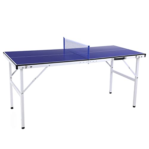 Table-de-Ping-Pong-Exterieur-Pliable-150-x-68-x-67-cm-Mini-Tennis-de-Table-avec-Filet-Hauteur-Rglable-pour-Extrieur-et-Intrieur-0