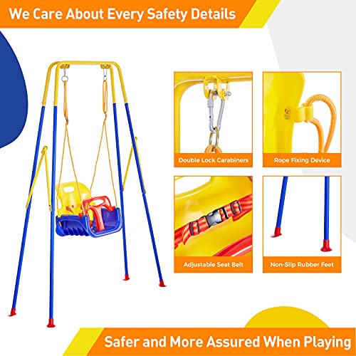 Funlio-3-en-1-balanoires-pour-enfants-4-sandbags-balanoire-pour-tout-petit-robuste-pour-arrire-balanoire--lintrieurextrieure-pliante-stand-mtal-instruction-claire-facile--assembler-0-2