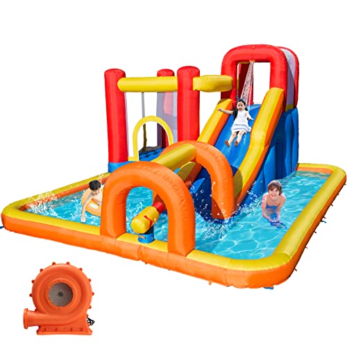 Baralir-Chteau-Gonflable-avec-Ventilateur-Toboggan-SecAquatique-Chteau-Aquatique-GonflableParc-Aquatique-400x320x200-cm-Chteau-Gonflable-intrieurextrieur-pour-Enfants-de-3--10-Ans-0