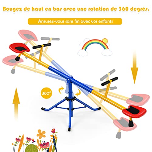 Costway-Balanoire--Bascule-Tapecul-pour-Enfant-Pivotante--360-avec-Pieds-dArrt-Jouet-dExtrieur-pour-Jardin-3-8-Ans-0-0