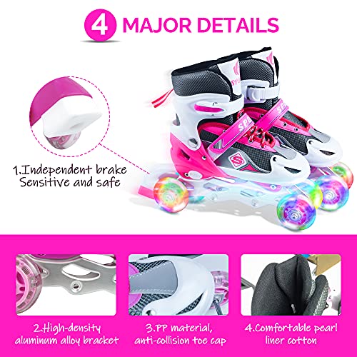 HHD-Patins--Roues-alignes-rglables-pour-garons-et-Filles-dbutants--Patins--roulettes-3-en-1-Patins--Roues-alignes-Triskates-avec-Roue-claire-par-LED-Sr-et-Durable-0-1