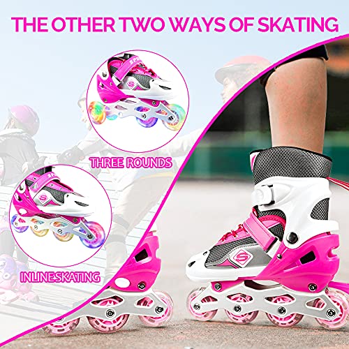 HHD-Patins--Roues-alignes-rglables-pour-garons-et-Filles-dbutants--Patins--roulettes-3-en-1-Patins--Roues-alignes-Triskates-avec-Roue-claire-par-LED-Sr-et-Durable-0-2