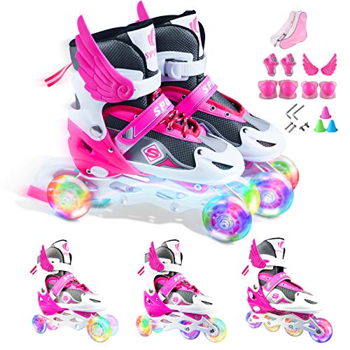 HHD-Patins--Roues-alignes-rglables-pour-garons-et-Filles-dbutants--Patins--roulettes-3-en-1-Patins--Roues-alignes-Triskates-avec-Roue-claire-par-LED-Sr-et-Durable-0