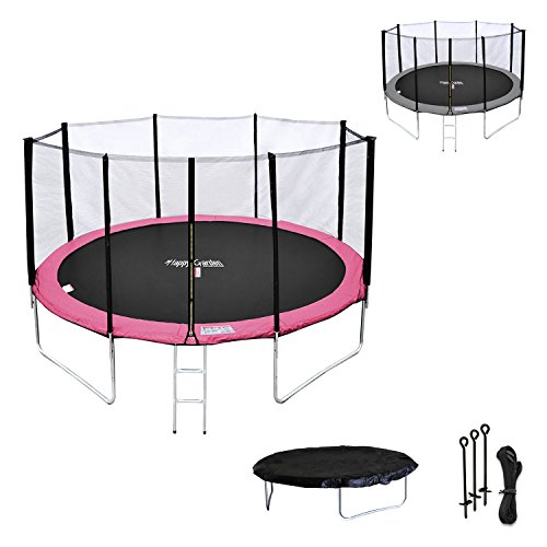 Happy-Garden-Pack-Premium-Trampoline-de-Jardin-Rond-pour-Enfants-370cm-rversible-ADELADE-Filet-chelle-bche-et-kit-dancrage-Montage-Facile-0
