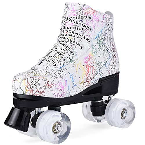 Patins--roulettes-pour-Femmes-et-HommesRoller-Chaussure-Quad-Classiques-avec-Roues-LED-Allumes-en-PU-pour-Patins-A-roulettesRoller-EnfantAdolescent-et-AdulteDbutants-en-Extrieur-0-2