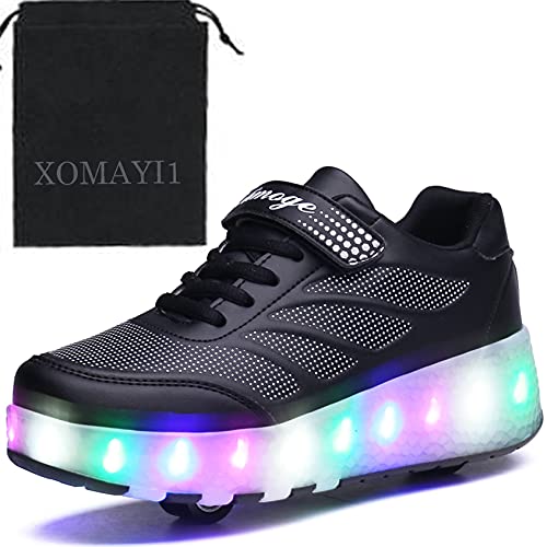 XOMAYI1-Unisexe-Enfants-Chaussures--roulettes-garon-Fille-Respirant-Patins--roulettes-Double-Roues-Retractable-Basket-a-Roulette-Detachable-Creative-Gifts-0-0