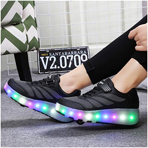 XOMAYI1-Unisexe-Enfants-Chaussures--roulettes-garon-Fille-Respirant-Patins--roulettes-Double-Roues-Retractable-Basket-a-Roulette-Detachable-Creative-Gifts-0-2