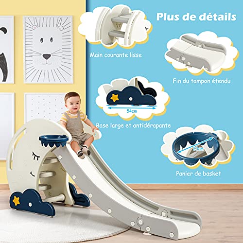 Costway-Toboggan-pour-Enfants-Pliable-3-en-1-avec-Panier-de-Basket-Ball-et-Escalade-Toboggan-Stable-et-Sr-pour-MaternelleJardin-Aire-de-Jeux-Jeu-dExtrieur-et--lIntrieur-Blanc-et-Bleu-0-0