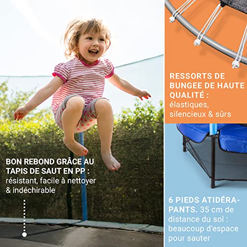 Klarfit-Rocketkid-Trampoline-avec-Filet-de-Protection-Trampoline-Exterieur-Enfant-poigne-antidrapante-Petit-Trampoline-intrieur-Enfants-Jeu-de-Jardin-pour-bbsEnfants-3-6-Ans140cm-0-2