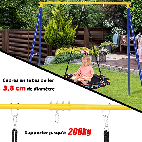RELAX4LIFE-Portique-Balancoire-Exterieur-avec-Structure-en-Mtal-Support-de-Balanoire-en-Forme-de-A-avec-3-Crochets-et-4-Clous-du-Sol-Portique-Mtal-Charge-Max-200-KG-0-0