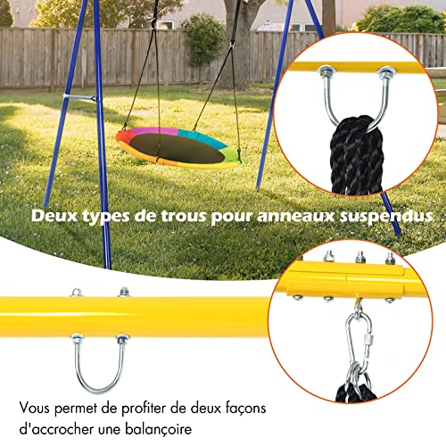 RELAX4LIFE-Portique-Balancoire-Exterieur-avec-Structure-en-Mtal-Support-de-Balanoire-en-Forme-de-A-avec-3-Crochets-et-4-Clous-du-Sol-Portique-Mtal-Charge-Max-200-KG-0-1