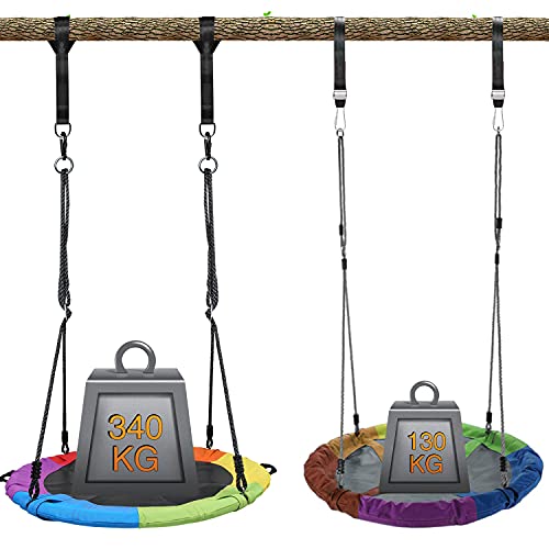 Vanku-Balanoire-nid-doiseau-Rond-Extrieur-nacelle-Rond-color-pour-Enfant-et-Adult-Diamtre-114-cm--Suspendre-Panier-avec-Deux-Sangles-Poids-Max-340-kg-0-2