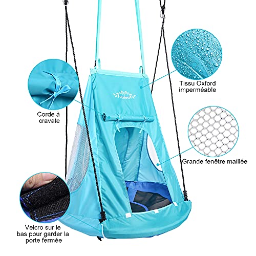 Yoleo-balanoire-nid-doiseau-avec-TenteGrande-balanoire-avec-Tente-pour-Enfant-Balanoire-Tente-Diamtre-100-cm--Suspendre-Ajustable-pour-Enfant-Adulte-Jardin-Extrieur-Poids-max150-kg-0-0