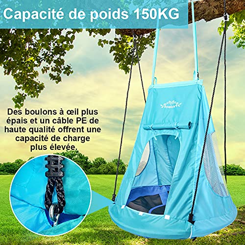 Yoleo-balanoire-nid-doiseau-avec-TenteGrande-balanoire-avec-Tente-pour-Enfant-Balanoire-Tente-Diamtre-100-cm--Suspendre-Ajustable-pour-Enfant-Adulte-Jardin-Extrieur-Poids-max150-kg-0-1