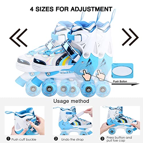 OLYSPM-Roller-Enfant-Fille-Patin-a-Roulette-Fille-Rollers-Quad-avec-8-Roues-LumineusesPatin-a-Roulette-Enfant-4-Taille-Rglablepour-Roller-Enfant-Fille-et-GaronsRose-0-1