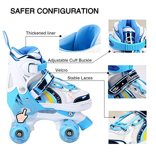 OLYSPM-Roller-Enfant-Fille-Patin-a-Roulette-Fille-Rollers-Quad-avec-8-Roues-LumineusesPatin-a-Roulette-Enfant-4-Taille-Rglablepour-Roller-Enfant-Fille-et-GaronsRose-0-2