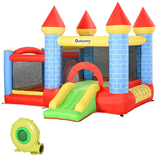 Outsunny-Chteau-Gonflable-pour-Enfants-avec-Trampoline-Toboggan-souffleur-et-Sac-de-Transport-Inclus-dim-280L-x-260l-x-210H-cm-Multicolore-0