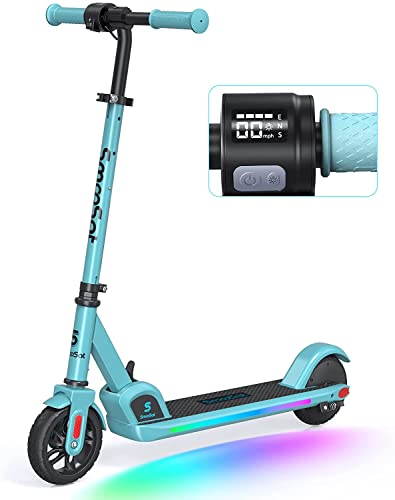 SmooSat-E9-Pro-Trottinette-lectrique-pour-Enfant-Lumires-Arc-en-Ciel-Colores-Autonomie-de-8-km-Affichage-LED-Vitesse-et-Hauteur-Rglables-Pliable-pour-Les-Enfants-de-8--12-Ans-0