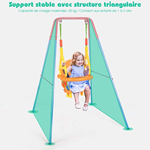 GOPLUS-Balanoire-Bb-Jeu-de-Plein-Air-avec-Accoudoir-Portique-Sige-de-Balanoire-en-Plastique-Capacit-de-Charge-de-25KG-pour-Enfants-1-3-Ans-0-1