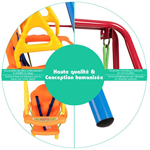 GOPLUS-Balanoire-Bb-Jeu-de-Plein-Air-avec-Accoudoir-Portique-Sige-de-Balanoire-en-Plastique-Capacit-de-Charge-de-25KG-pour-Enfants-1-3-Ans-0-2