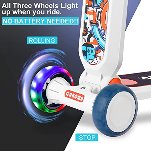 Caroma-Trotinette-Enfant-3-Roues-Pliable-Trotinette-Enfant-3-12-Ans-Convient-aux-Garons-et-aux-Filles-Hauteur-Rglable-sur-4-Niveaux-avec-Roues-Clignotantes--LED-Charge-Max-50KG-0-0