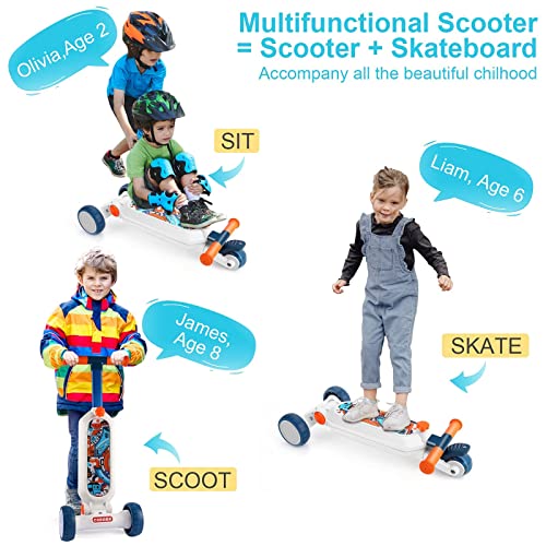 Caroma-Trotinette-Enfant-3-Roues-Pliable-Trotinette-Enfant-3-12-Ans-Convient-aux-Garons-et-aux-Filles-Hauteur-Rglable-sur-4-Niveaux-avec-Roues-Clignotantes--LED-Charge-Max-50KG-0-1