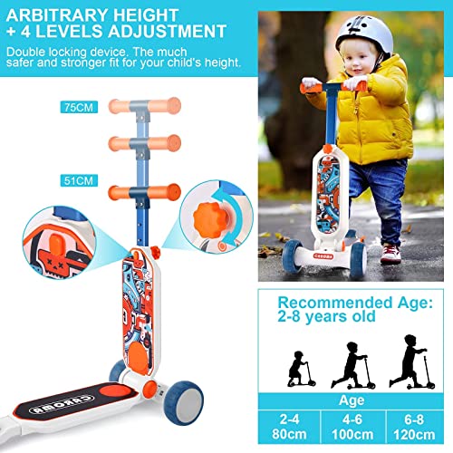 Caroma-Trotinette-Enfant-3-Roues-Pliable-Trotinette-Enfant-3-12-Ans-Convient-aux-Garons-et-aux-Filles-Hauteur-Rglable-sur-4-Niveaux-avec-Roues-Clignotantes--LED-Charge-Max-50KG-0-2