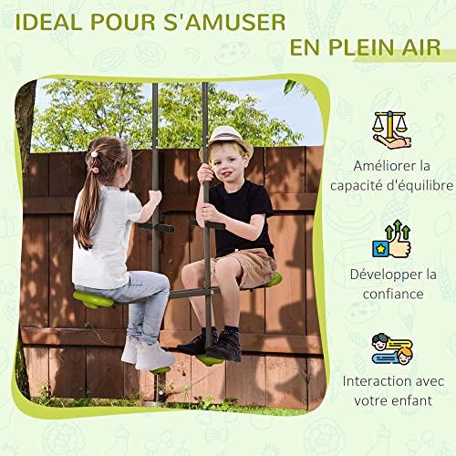Outsunny-Balanoire-agrs-vis--vis-pour-Les-Enfants-en-Acier-et-Plastique-pour-portique-3--6-Ans-Vert-0-2