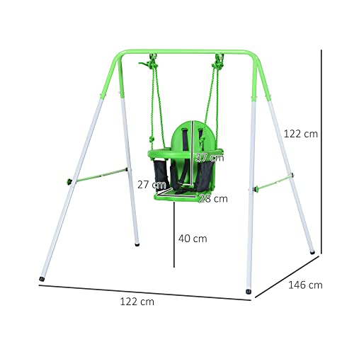 Outsunny-Balanoire-portique-pour-Enfants-de-6--36-Mois-capacit-de-Charge-de-25-Kg-en-Acier-avec-Pieds-antidrapants-extrieur-et-intrieur-Hauteur-122-cm-Vert-0-1