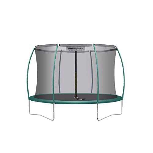Ultrasport-Trampoline-244305366430cm-certifi-TV-GS-Ressorts-sans-Ressort-systme-Corde-lastique-Trampoline-Jardin-Rond-y-Compris-poteaux-rembourrs-Filet-scurit-et-Couverture-Bord-0