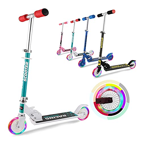 WeSkate-Trottinette-pour-Enfants-avec-Roues-Lumineuses--LED-Trottinettes--Hauteur-Rglable-pour-Garons-et-Filles-de-3--10-Ans-Trottinette-Pliante-pour-Enfants-Capacit-de-Poids-de-110-LB-0