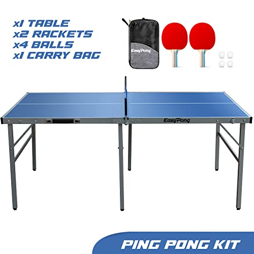 EasyPong-Table-de-Ping-Pong-182x91cm-Qualit-Premium-Facile--Transporter-Stable-Idale-pour-Extrieur-Intrieur-2-Raquettes-4-Balles-Tennis-de-Table-100-Fun-OriginalCup-0-0