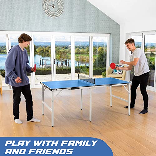 EasyPong-Table-de-Ping-Pong-182x91cm-Qualit-Premium-Facile--Transporter-Stable-Idale-pour-Extrieur-Intrieur-2-Raquettes-4-Balles-Tennis-de-Table-100-Fun-OriginalCup-0-1