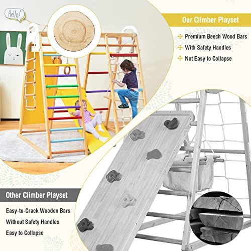 DREAMADE-Ensemble-Echelle-descalade-7-en-1-pour-Enfants-1-Ans-a-Grimper-Balancoire-Triangle-dEscalade-Educatif-en-Bois-Massif-avec-Structure-Stable-pour-InterieursExterieurs-0-1