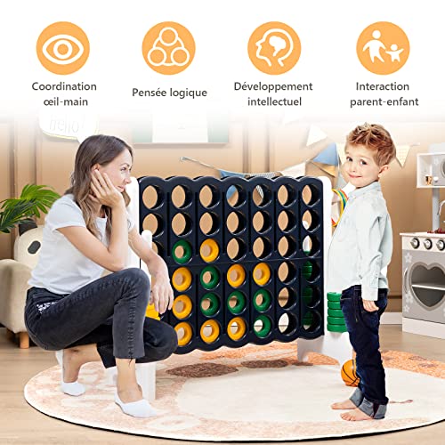 DREAMADE-Puissance-4-Gant-pour-Enfants-sur-Pied-84-x-33-x-79-CM-avec-42-Anneaux-Levier-de-Rinitialisation-du-Jeu-Jeu-de-Socit-pour-Runions-de-FamilleMaternelleCamping-0-2