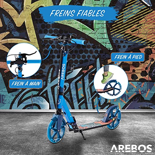 Arebos-Trottinette-avec-Roues-LED-Suspension-Avant-Support-pour-Bouteille-et-Sonnette-0-1