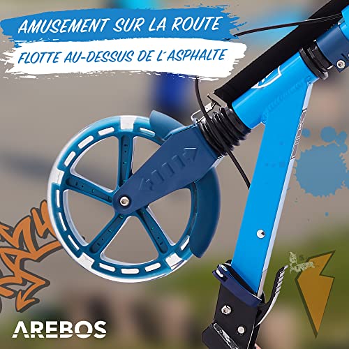 Arebos-Trottinette-avec-Roues-LED-Suspension-Avant-Support-pour-Bouteille-et-Sonnette-0-2